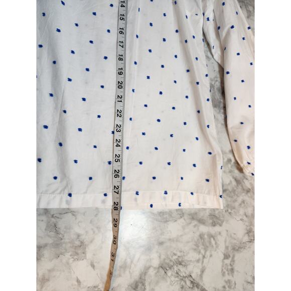 Croft & Barrow Women's White‎ Blue Polka Dot Cotton V-Neck Long Sleeve Blouse 2X - Picture 6 of 6